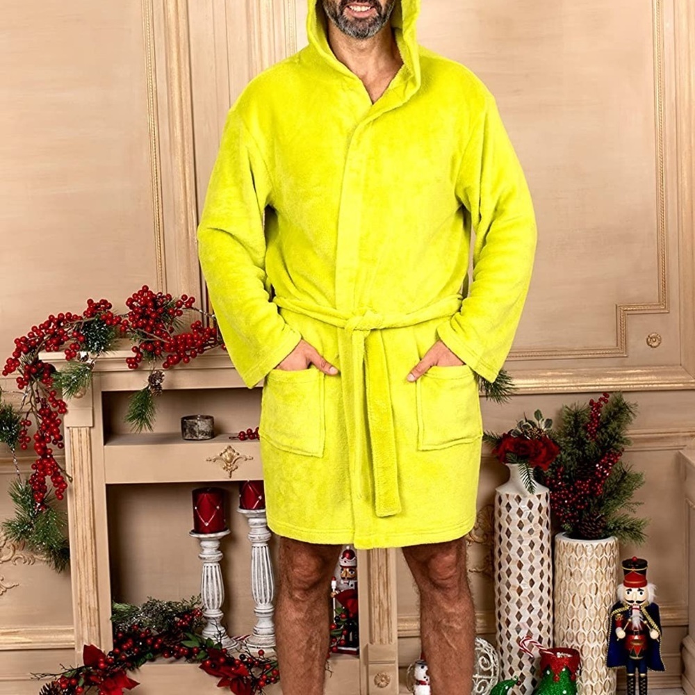 Dr Seuss The Grinch green hooded plush Mr Grinch Robe size large XL - Picture 3 of 8